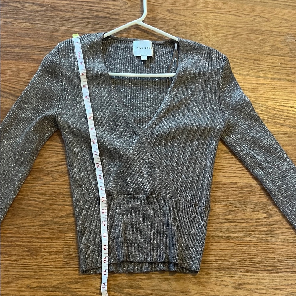 Pink Rose Brown V-Neck Sweater - Picture 8 of 9